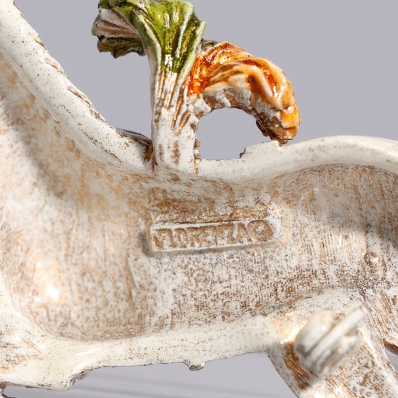 Vintage Florenza White Enamel Horse Signed With Green Rhinestone Eye Brooch - Picture 4 of 5